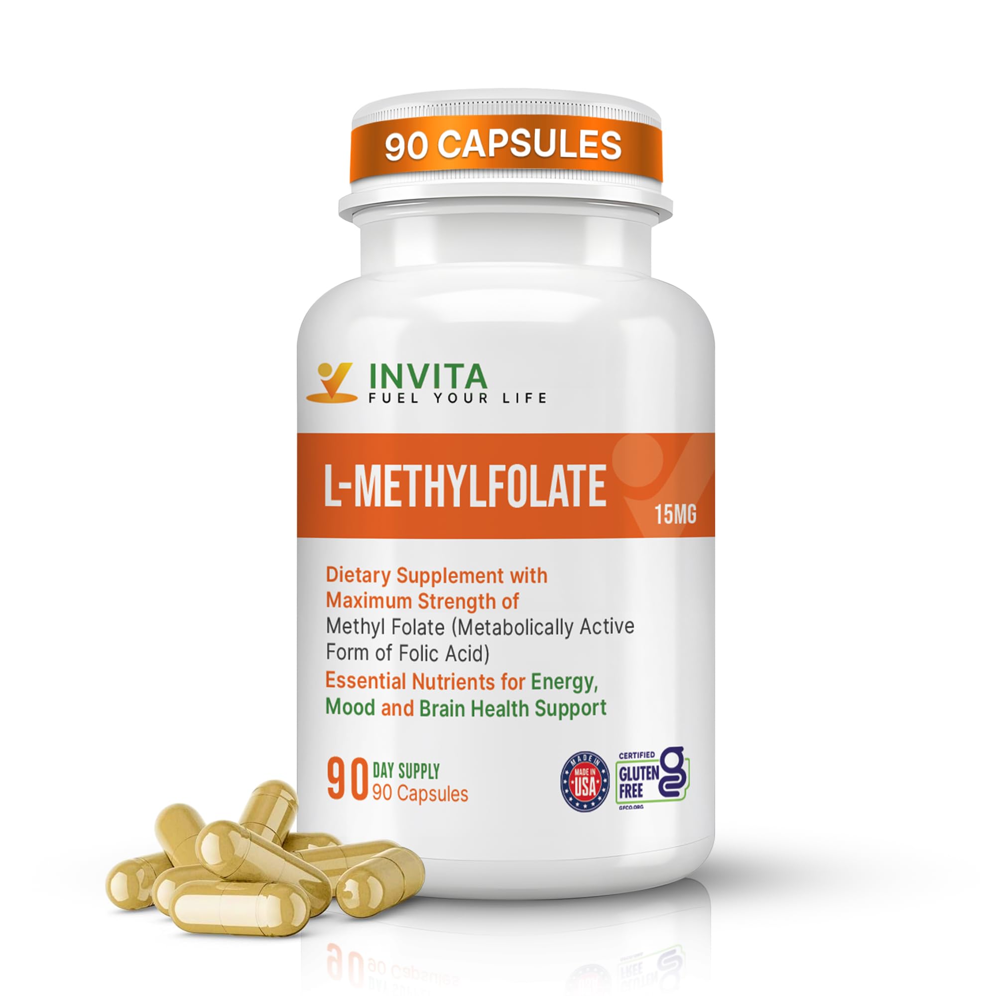 INVITA L-Methylfolate 15mg bottle front label