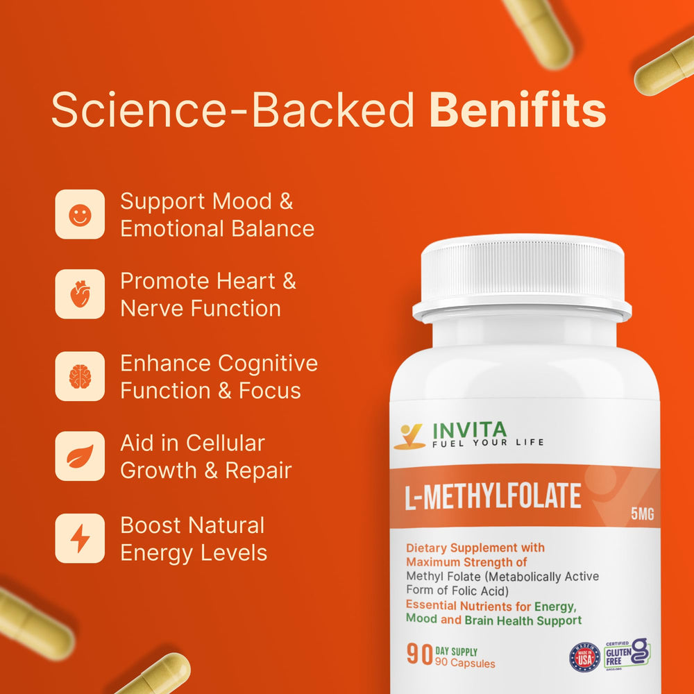 Portable INVITA L-Methylfolate bottle for travel