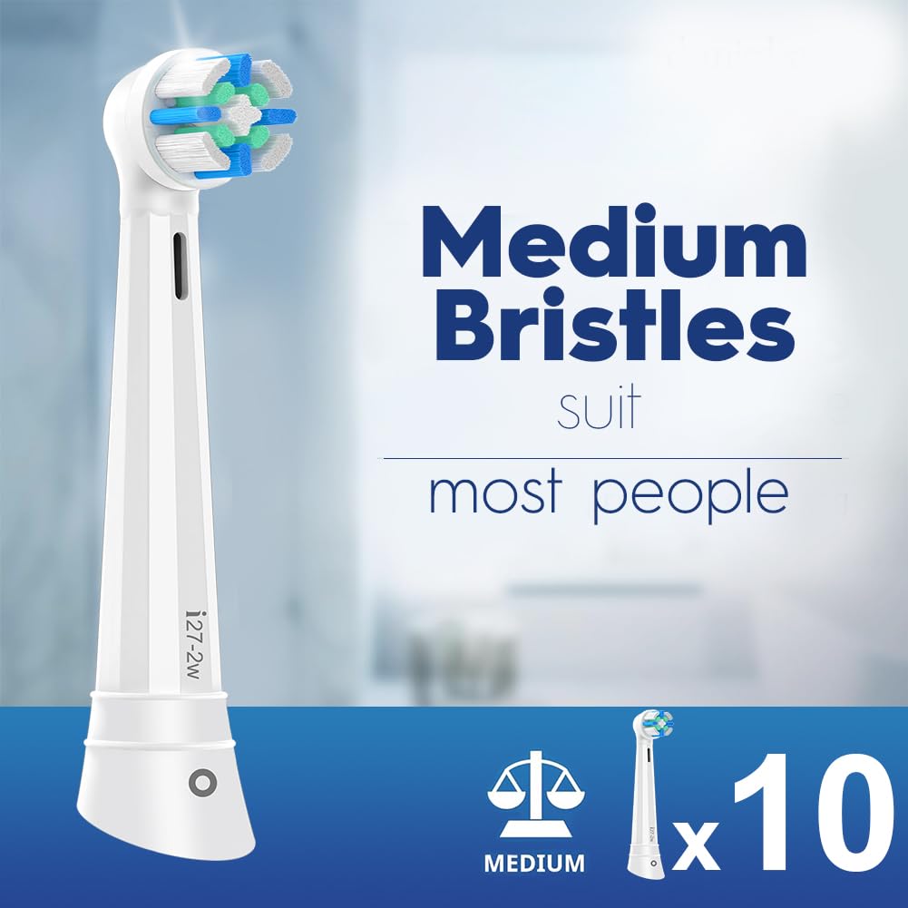 IO brush head with medium-soft bristles designed for gum care