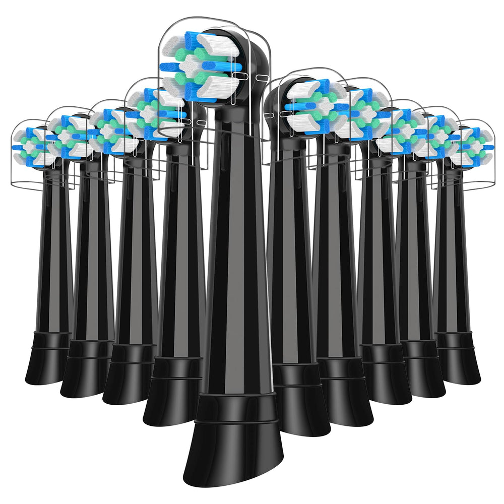 10-pack IO replacement brush heads for Oral-B iO series in black - front view