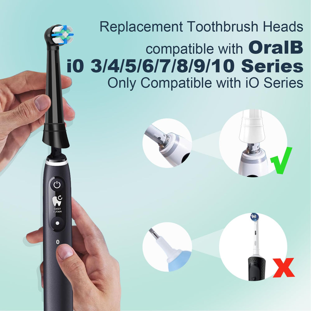 IO Toothbrush Heads compatible with Oral-B iO - Black - 10 count - hygienic cap