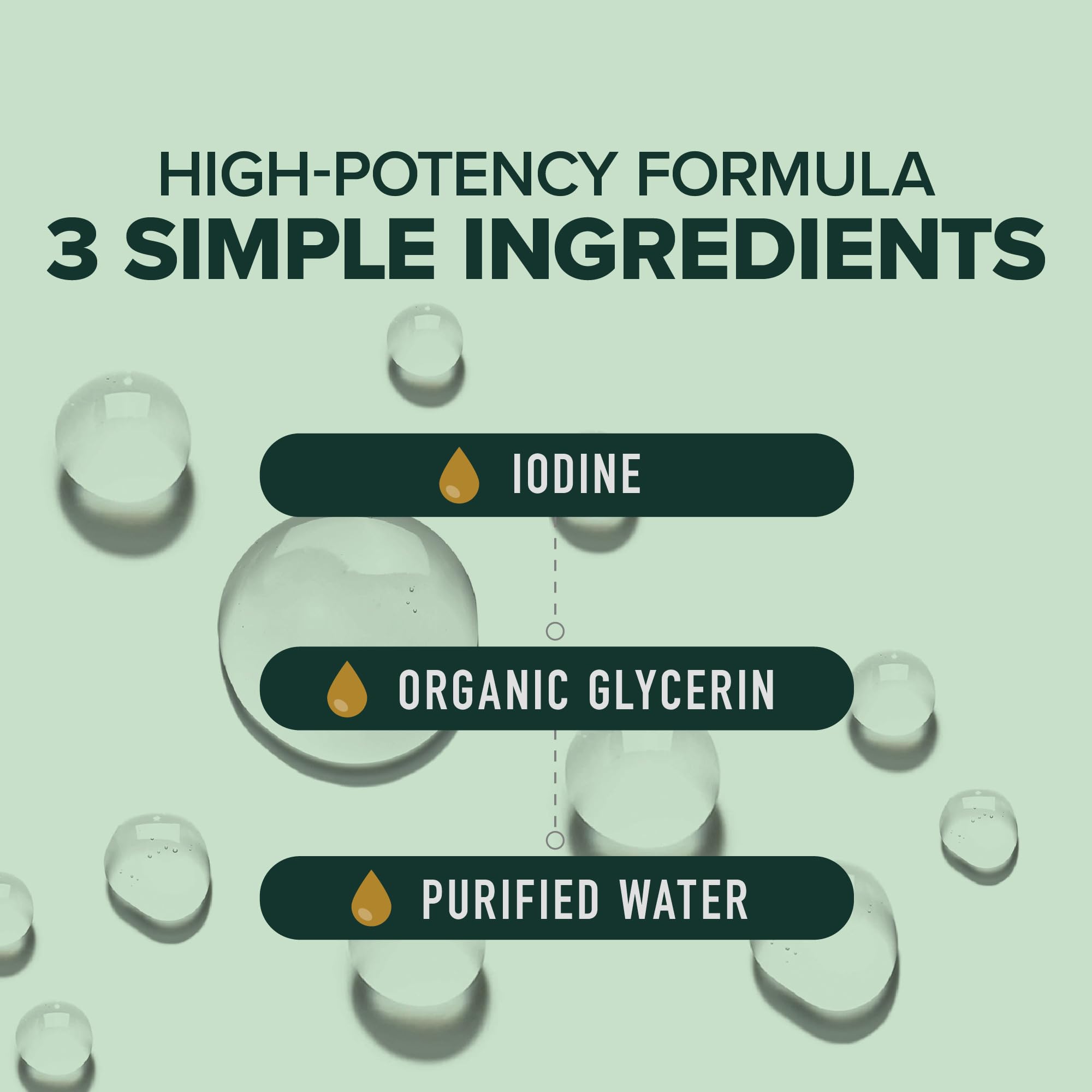 Close-up of 1100 mcg per serving iodine content on label