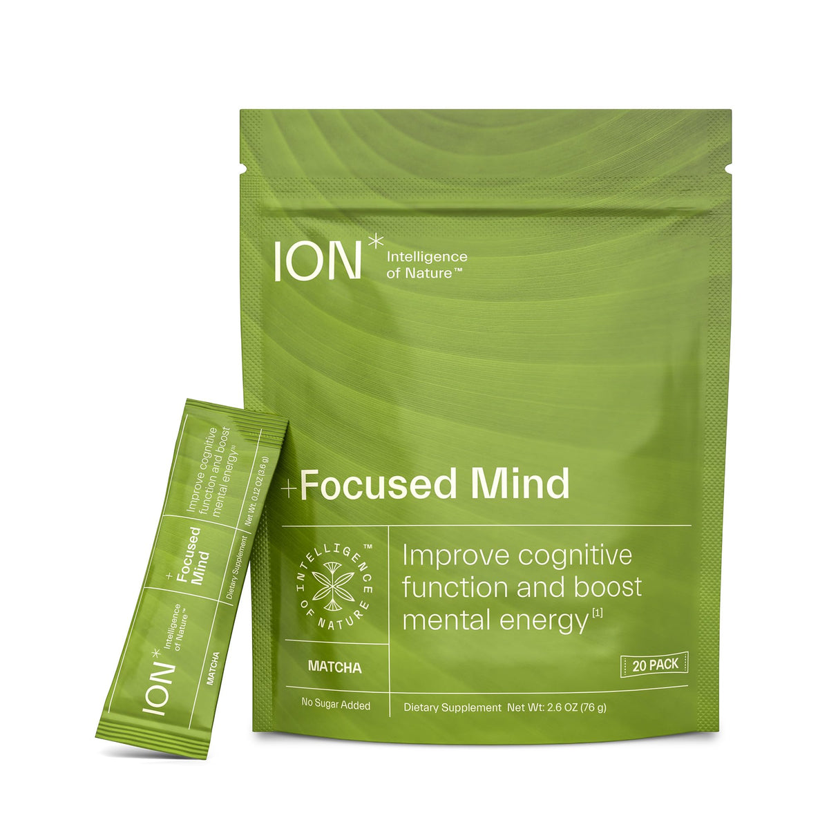 ION* Focused Mind product box with 20 packets