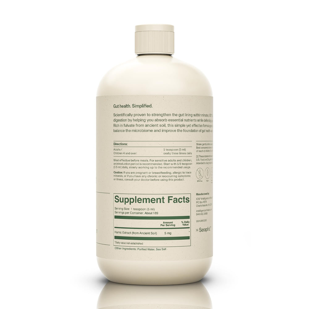 Close-up of ION Gut Support bottle and label