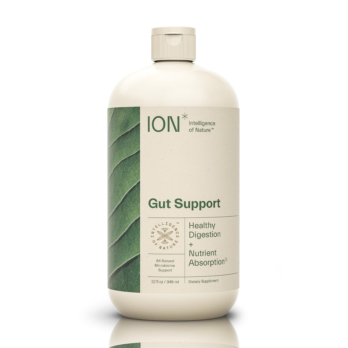 Front view of ION Gut Support 32 oz bottle