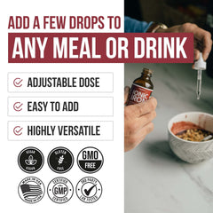 Liquid iron supplement bottle on kitchen counter