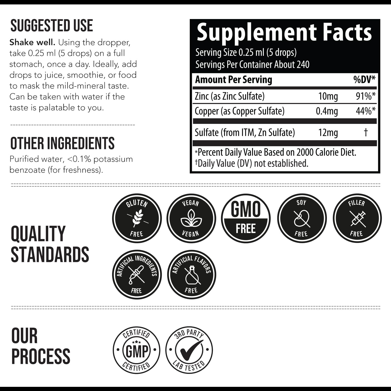 Close-up of zinc and copper liquid inside a clear bottle
