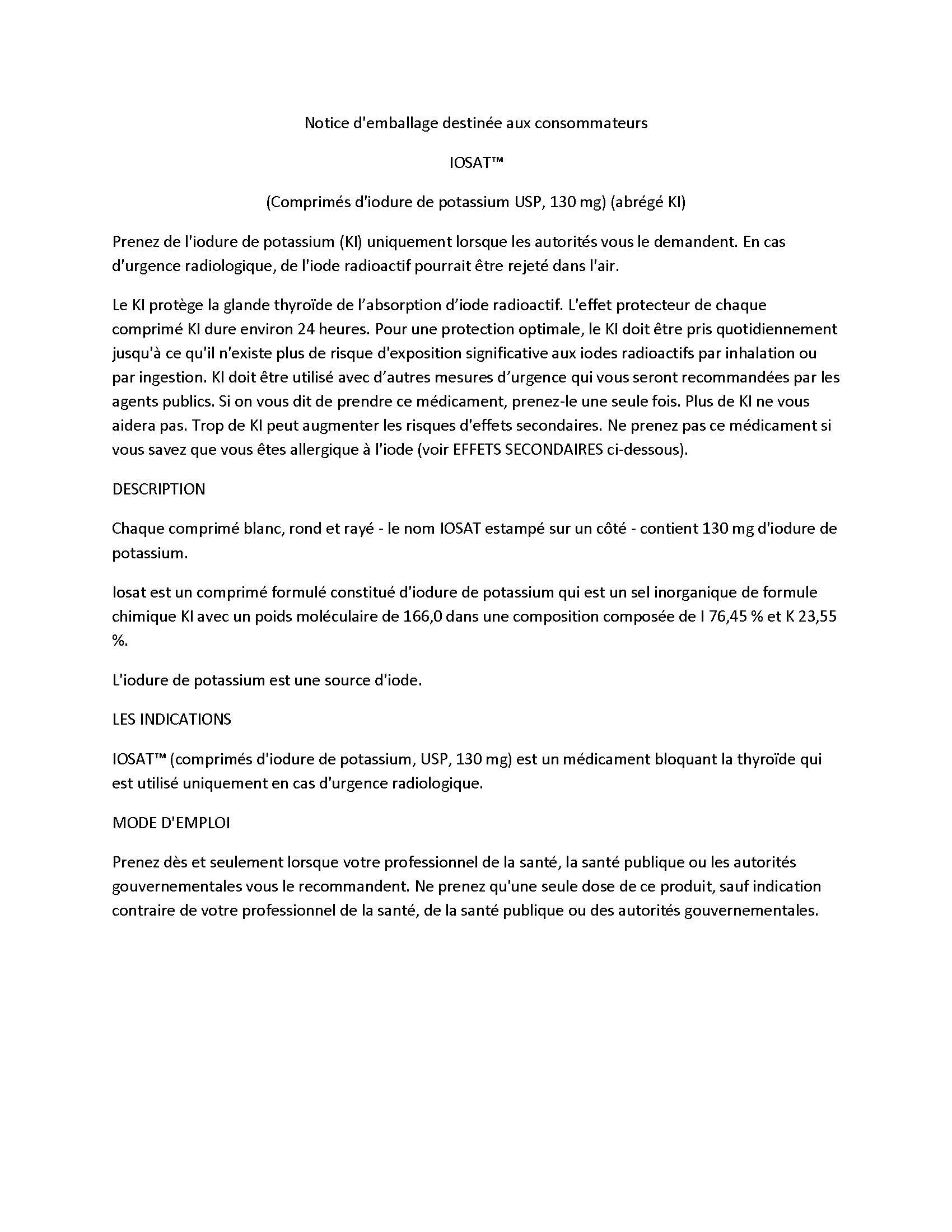 Close-up of IOSAT 130 mg tablets