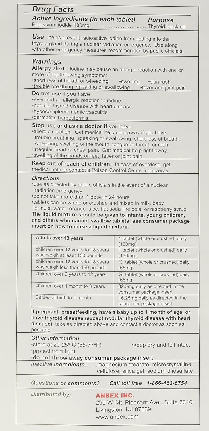 Close-up of iOSAT 130 mg potassium iodide tablets