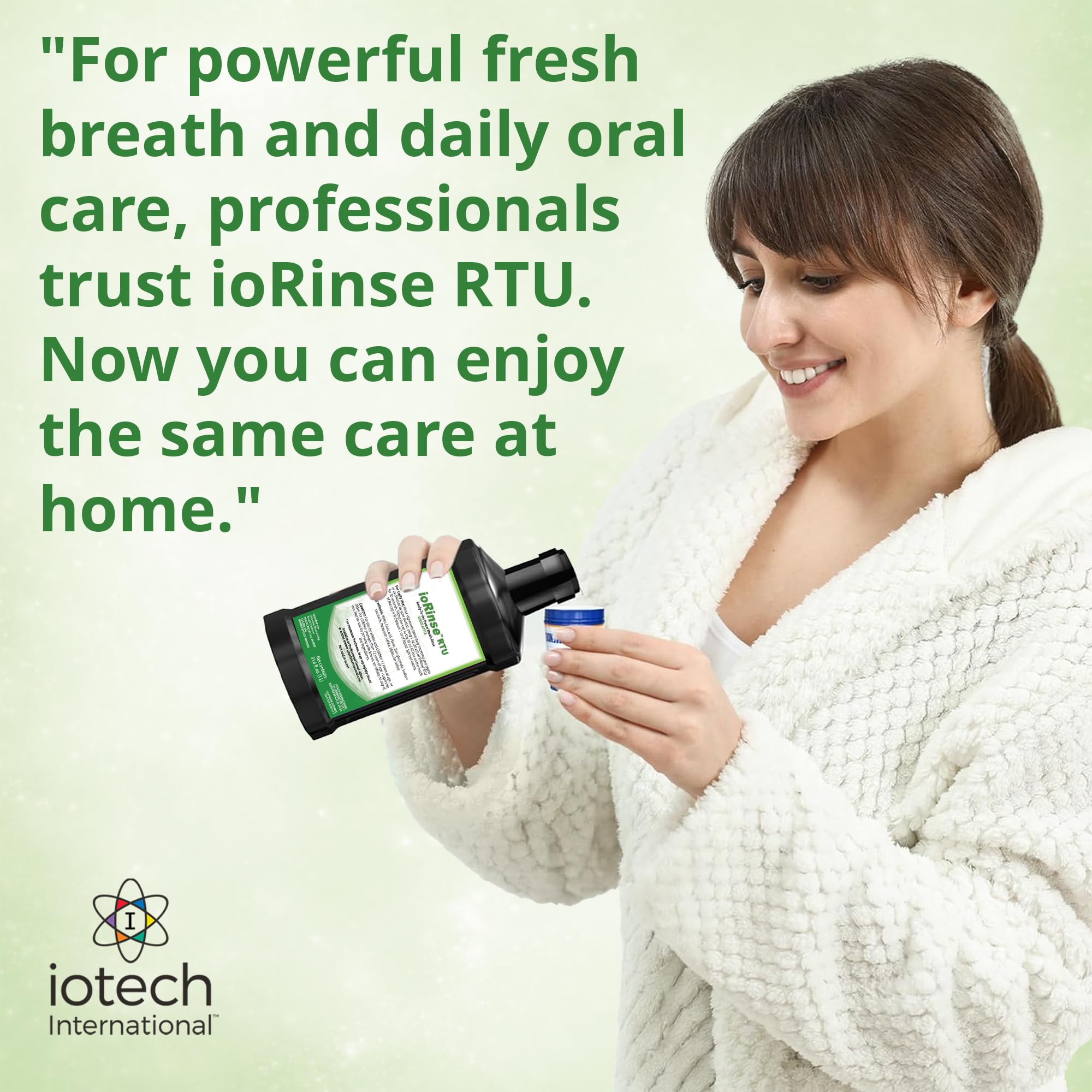 Iotech ioRinse RTU label close-up showing ingredients and product claims