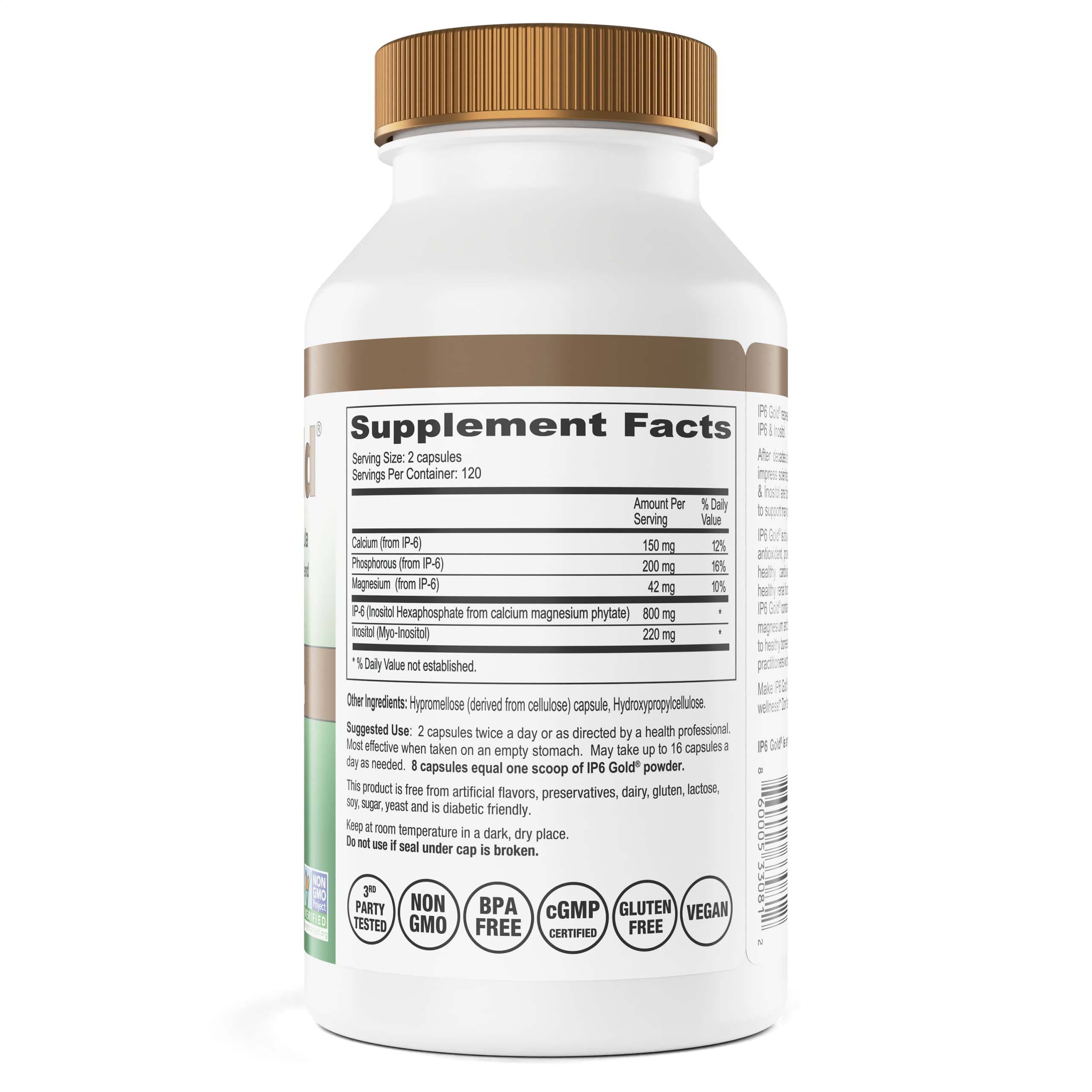 Close-up of IP6 Gold vegetarian capsules