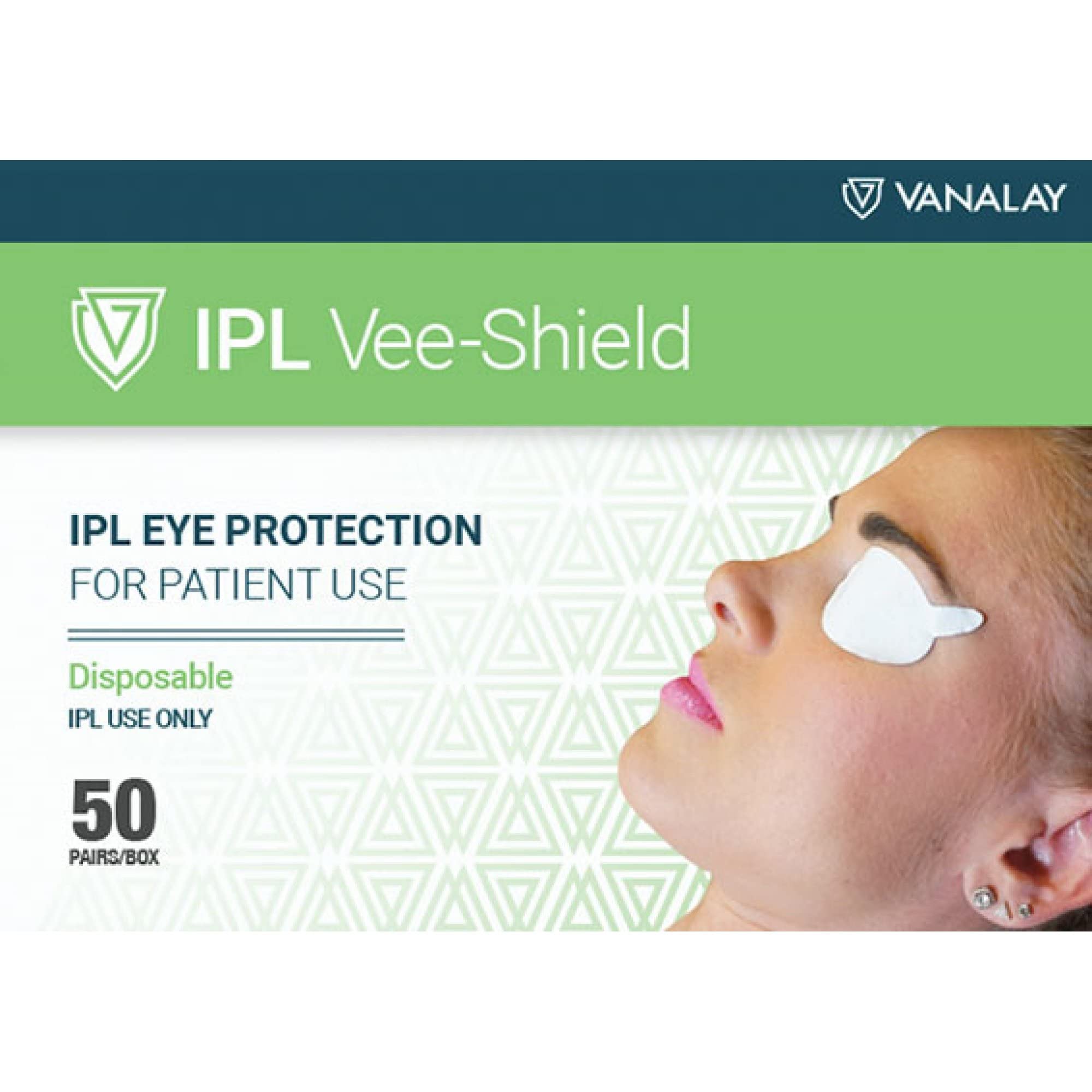 Disposable IPL Vee Shields eye protection, latex-free and hypoallergenic, 50 pairs per box