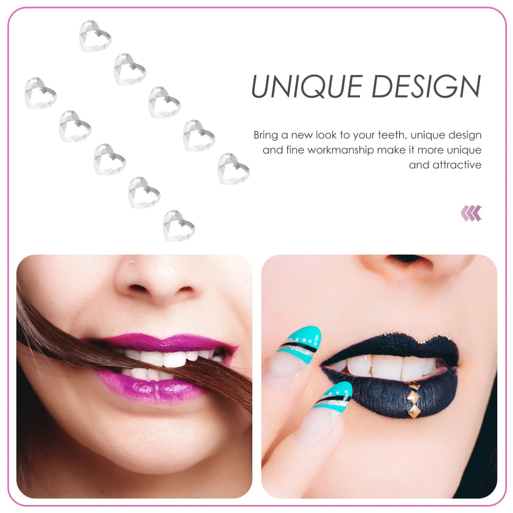 Sparkling tooth gems under bright light