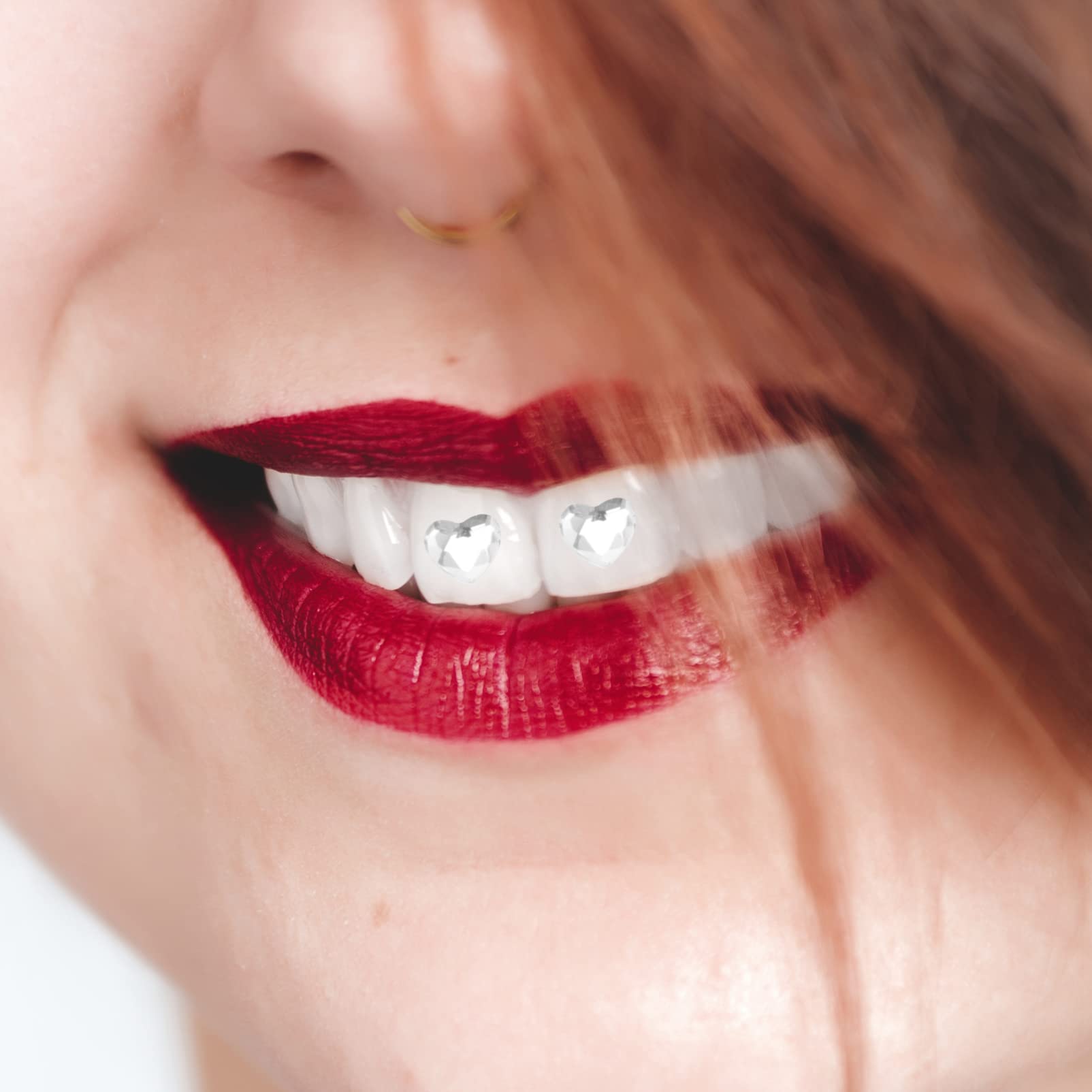 Lifestyle shot showing fashion with tooth gems