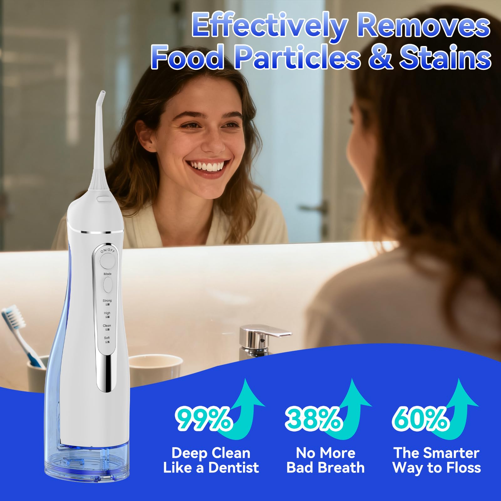 IPX7 waterproof water flosser safe for shower use