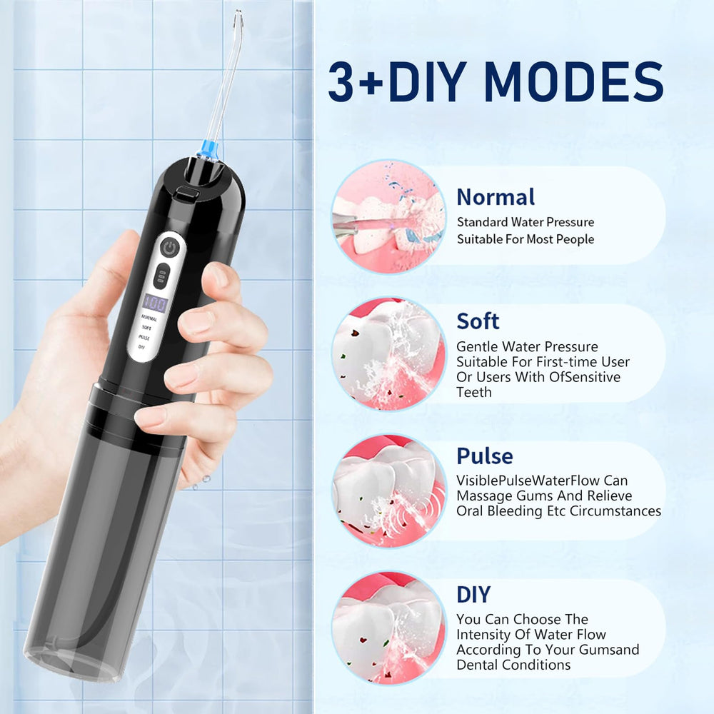 IPX7 waterproof cordless water flosser for shower and travel
