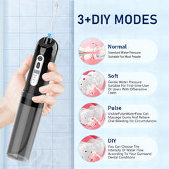 IPX7 waterproof cordless water flosser for shower and travel