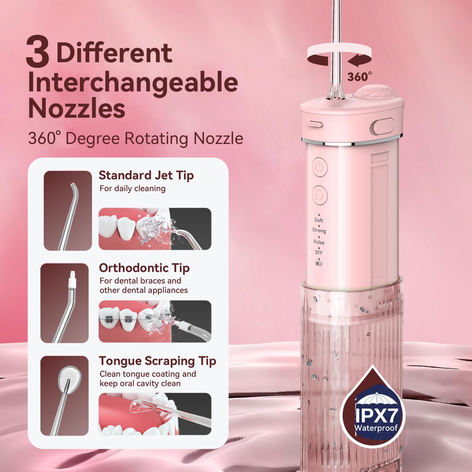 IPX7 waterproof design of water flosser