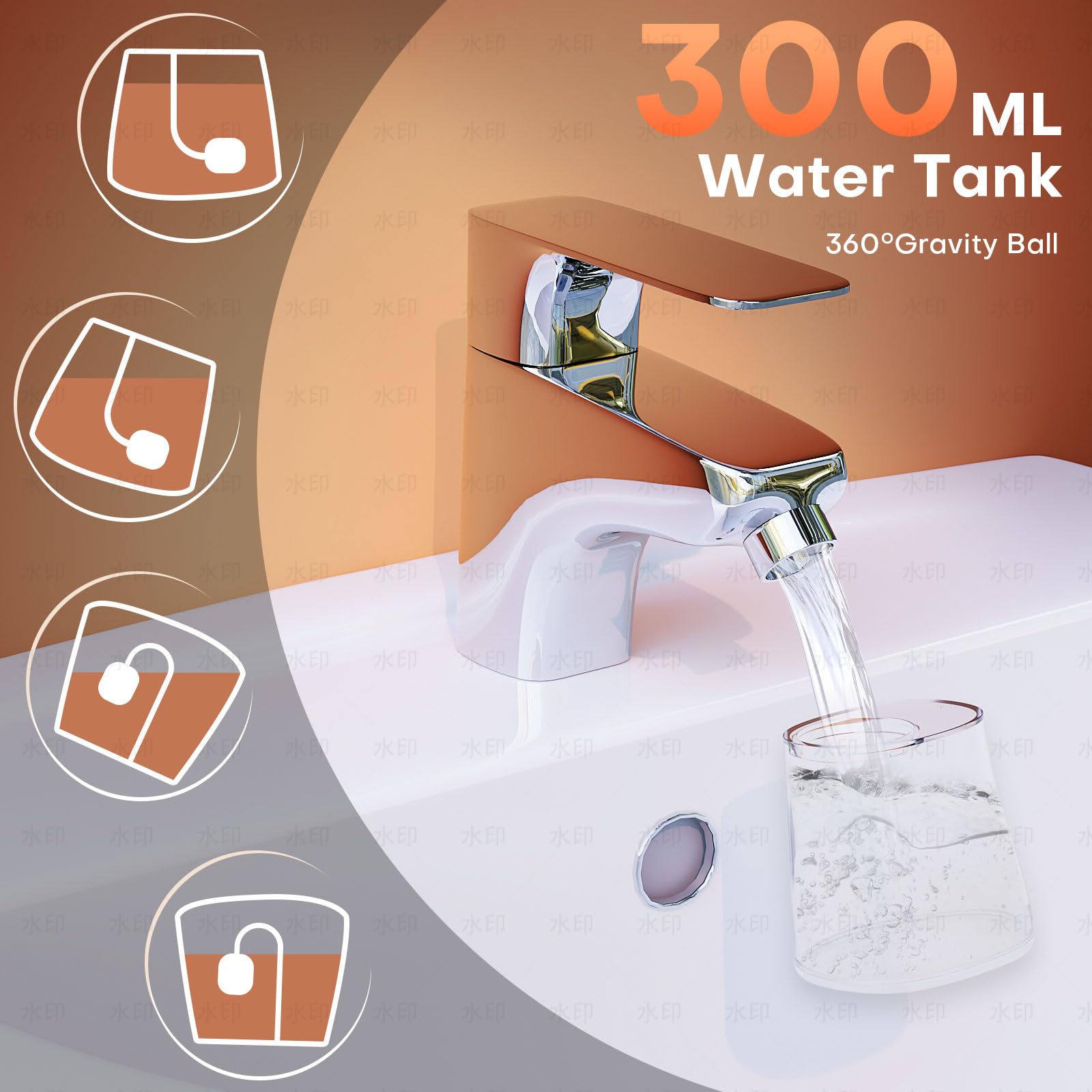 IPX7 waterproof flosser suitable for shower and travel