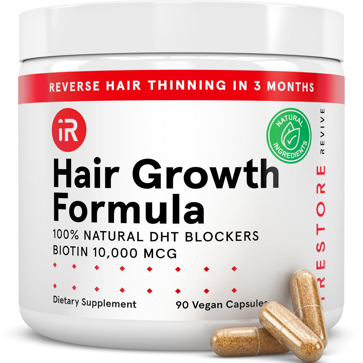 iRestore Hair Growth Supplement bottle with 90 capsules