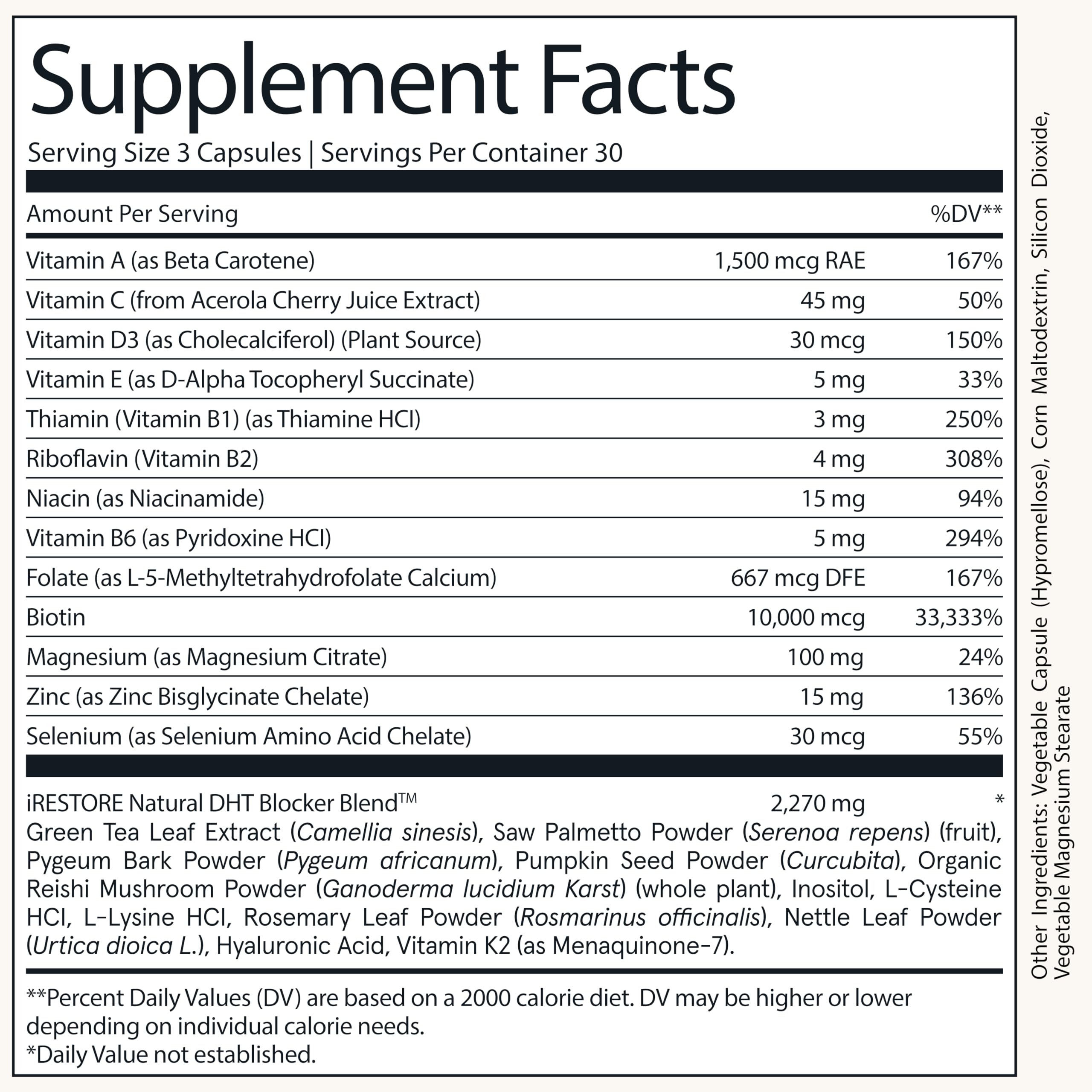 Product box and bottle display for iRestore Hair Growth Supplement