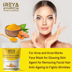 Close-up of Ireya Kasturi Turmeric powder for skin care