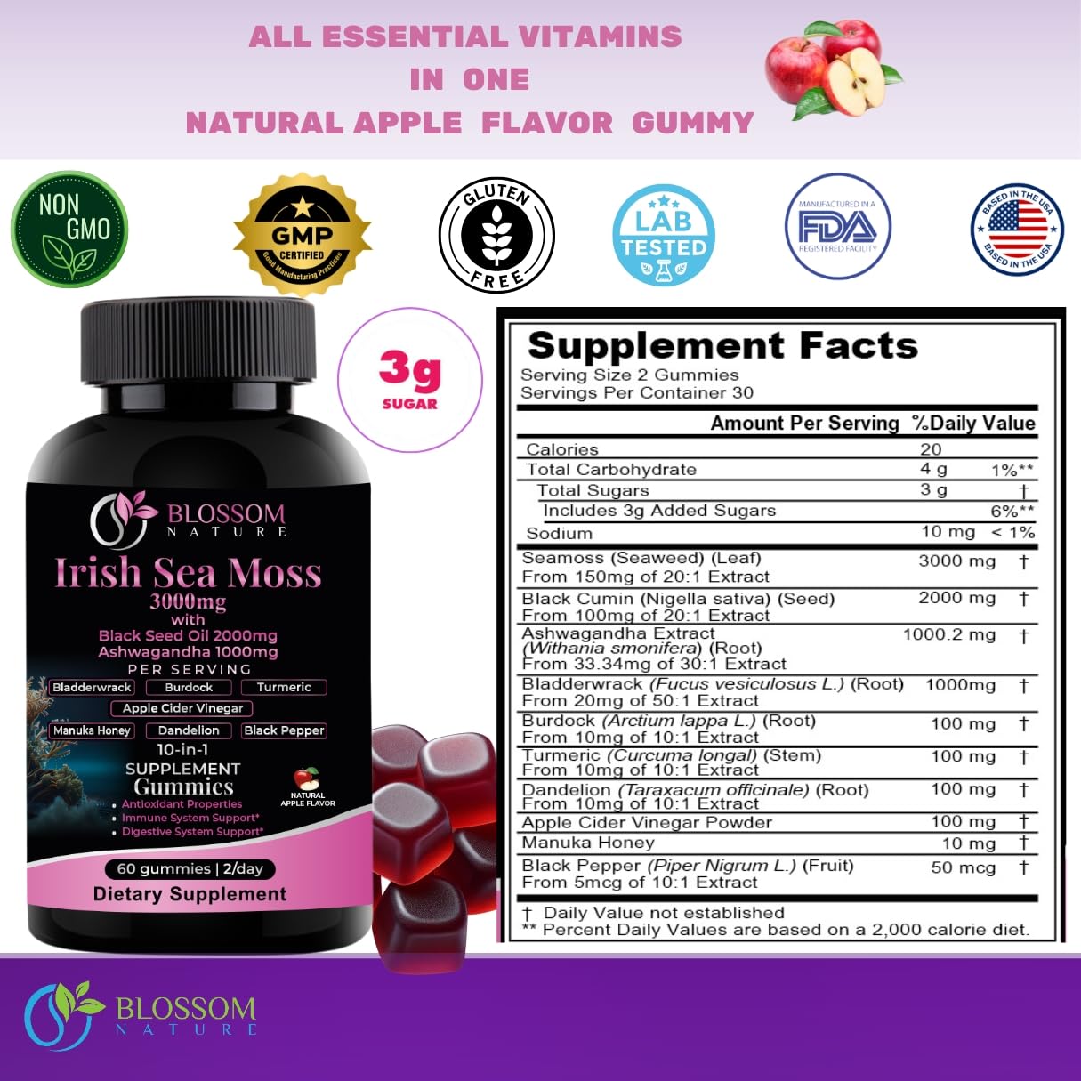 Gummies showing 10-in-1 blend including Black Seed Oil and Ashwagandha