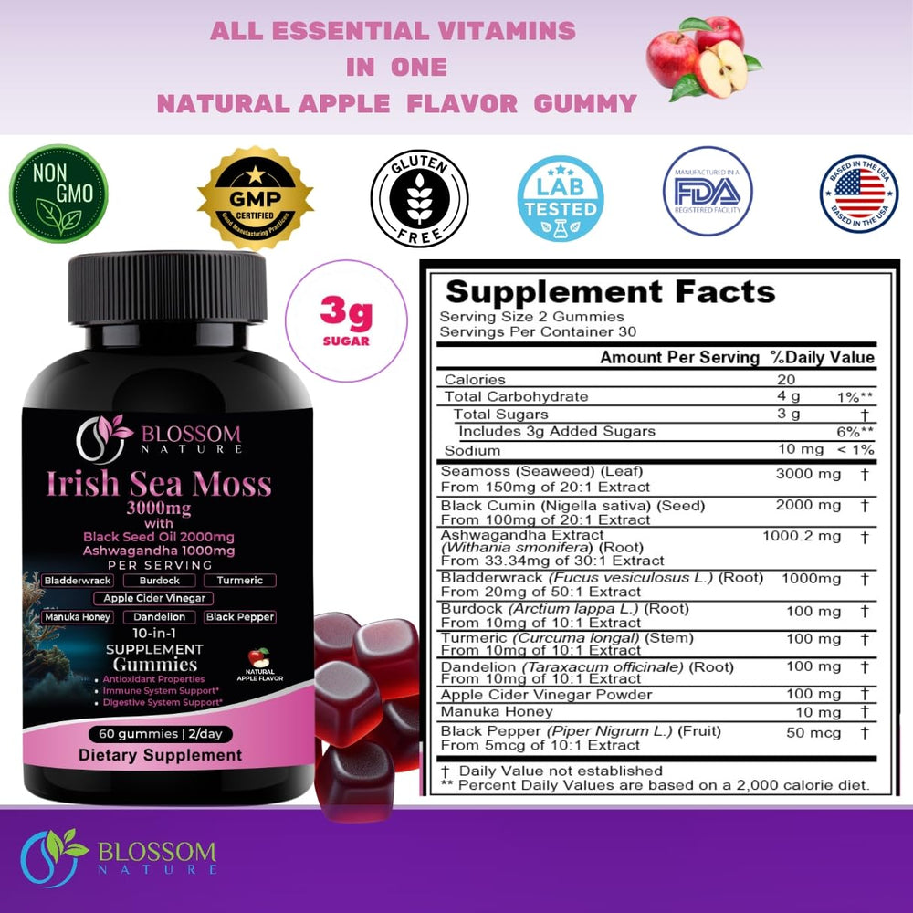 Gummies showing 10-in-1 blend including Black Seed Oil and Ashwagandha