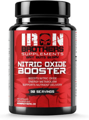 Iron Brothers Nitric Oxide Booster bottle front showing pump-focused formula