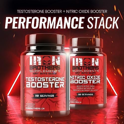 Iron Brothers Nitric Oxide Booster bottle shot emphasizing triple-matrix pumps
