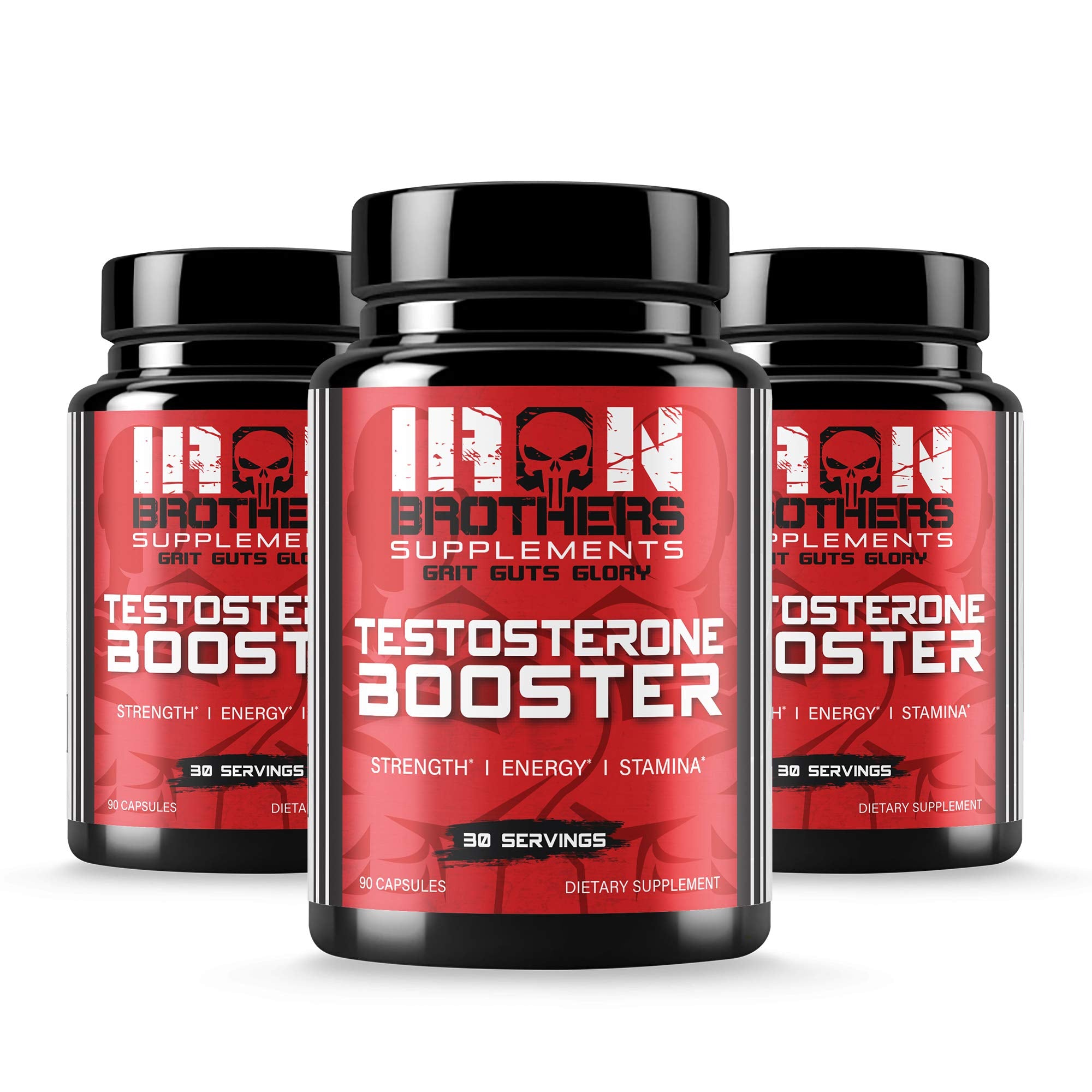 Iron Brothers Testosterone Booster 3-pack bottle highlighting long-term hormone support and consistency