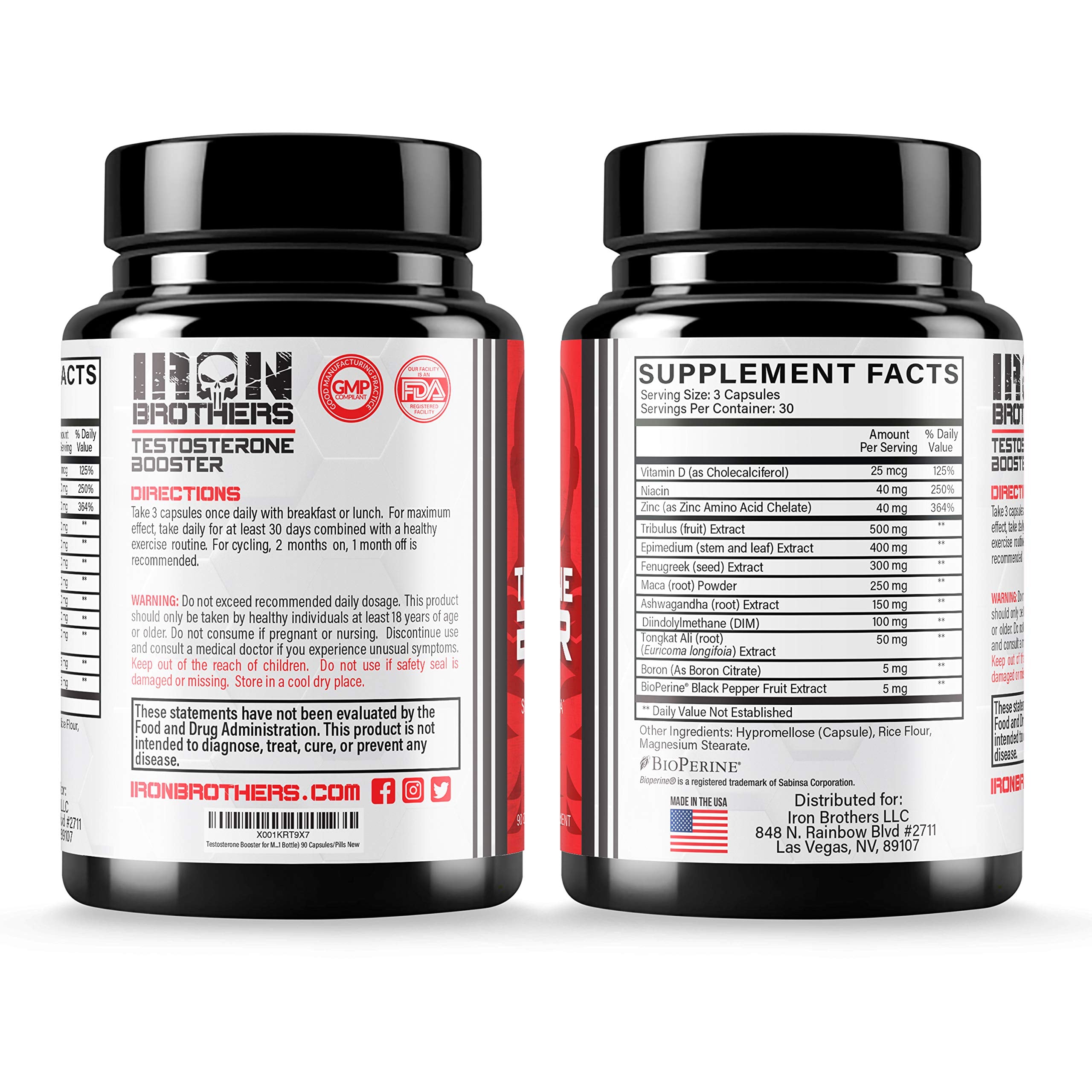 Iron Brothers Testosterone Booster capsules closeup showing premium formula for lean gains