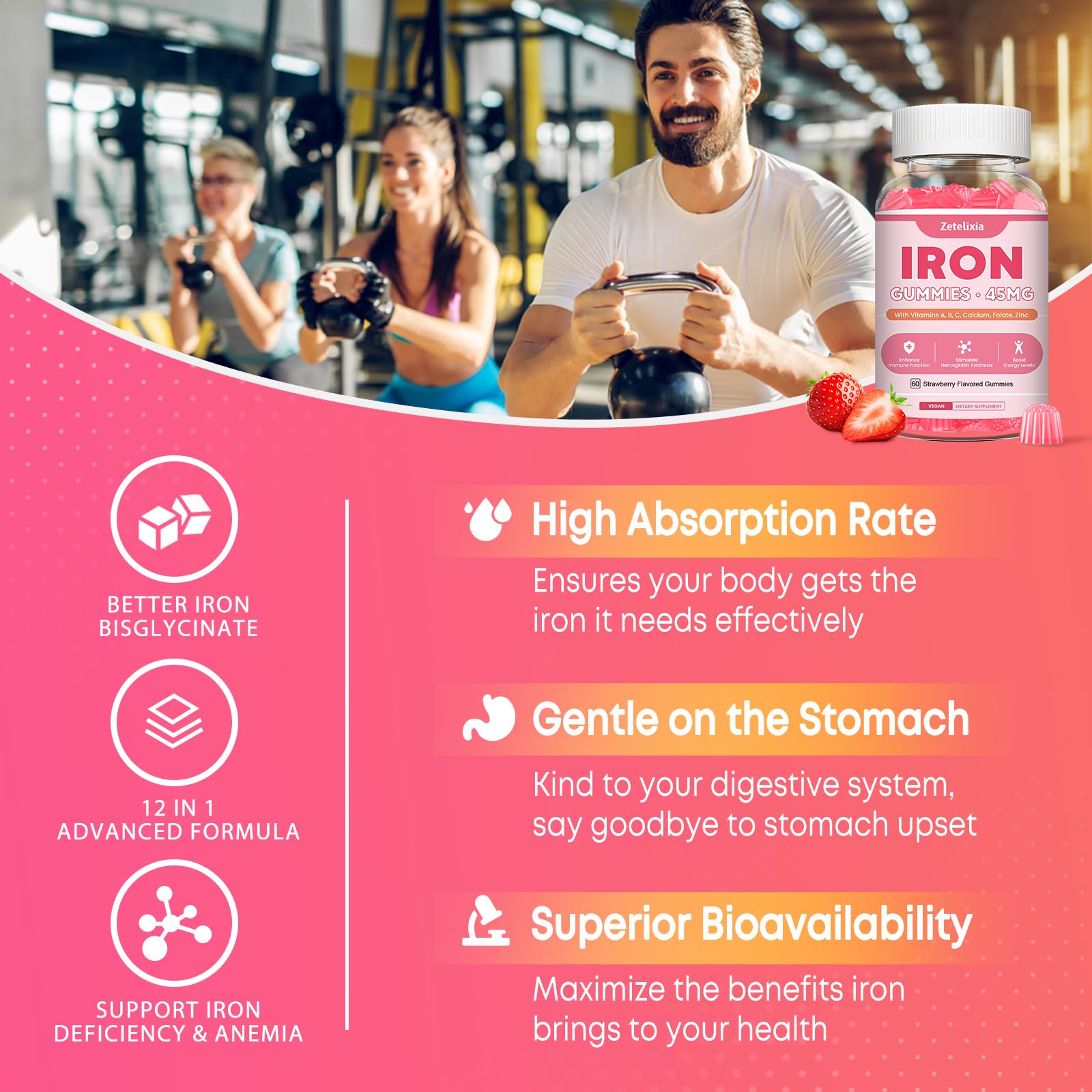 Iron deficiency anemia support with vegan gummies