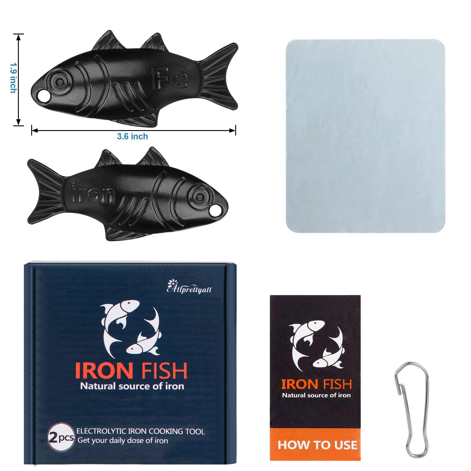 Packaging and contents of the 2-pack Iron Fish