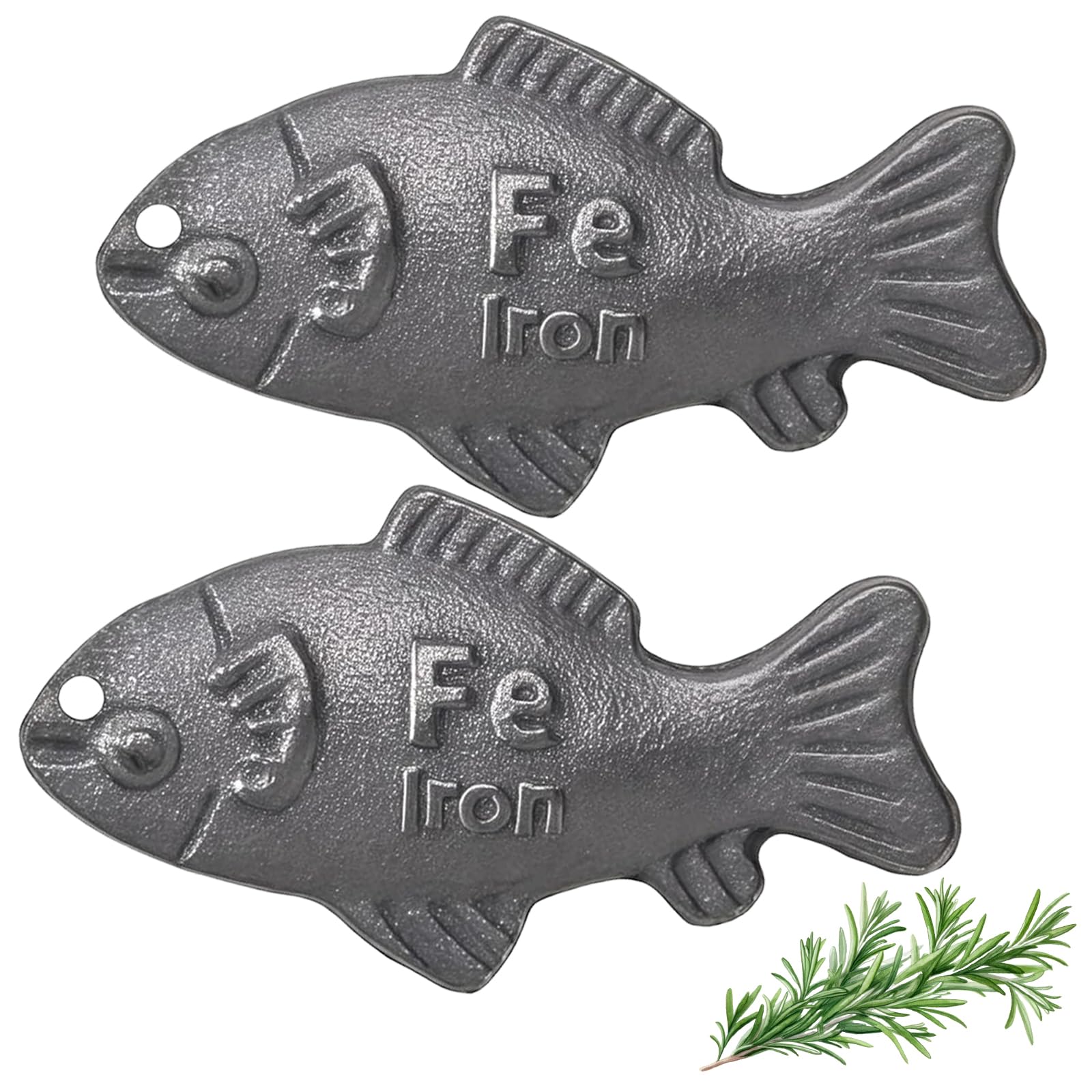 Two-pack cast iron iron fish for cooking