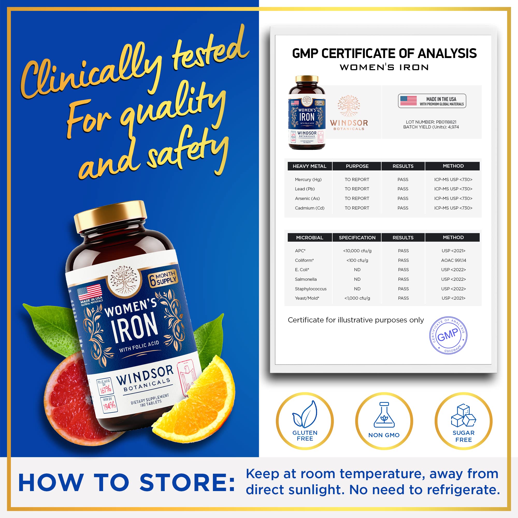 USA-made GMP-certified facility and packaging of supplement