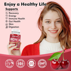 Close-up of cherry-flavored iron gummy