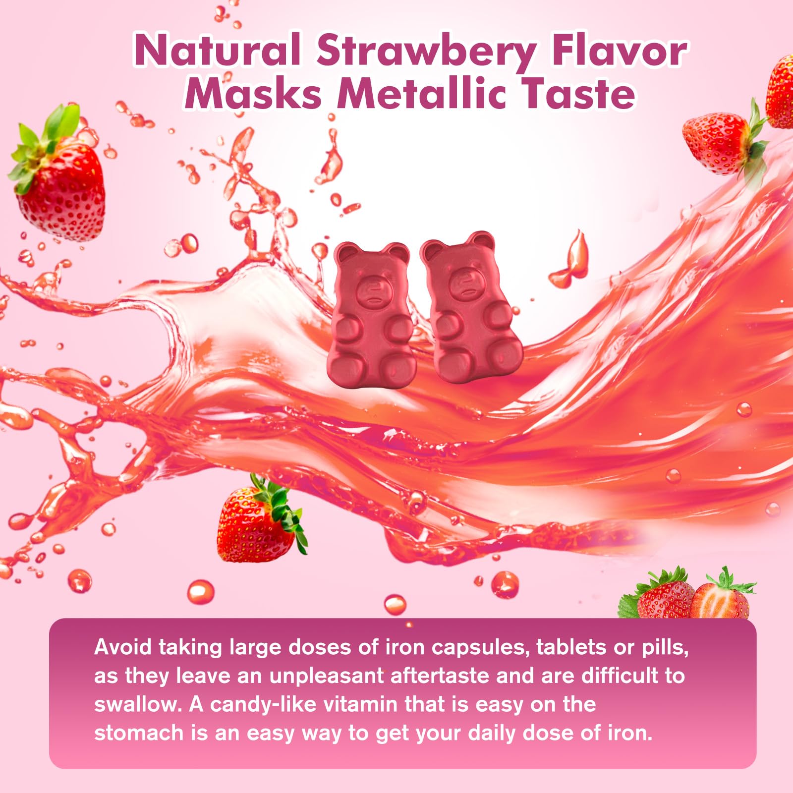 Nutritional facts panel of CNCHEF Iron Gummies