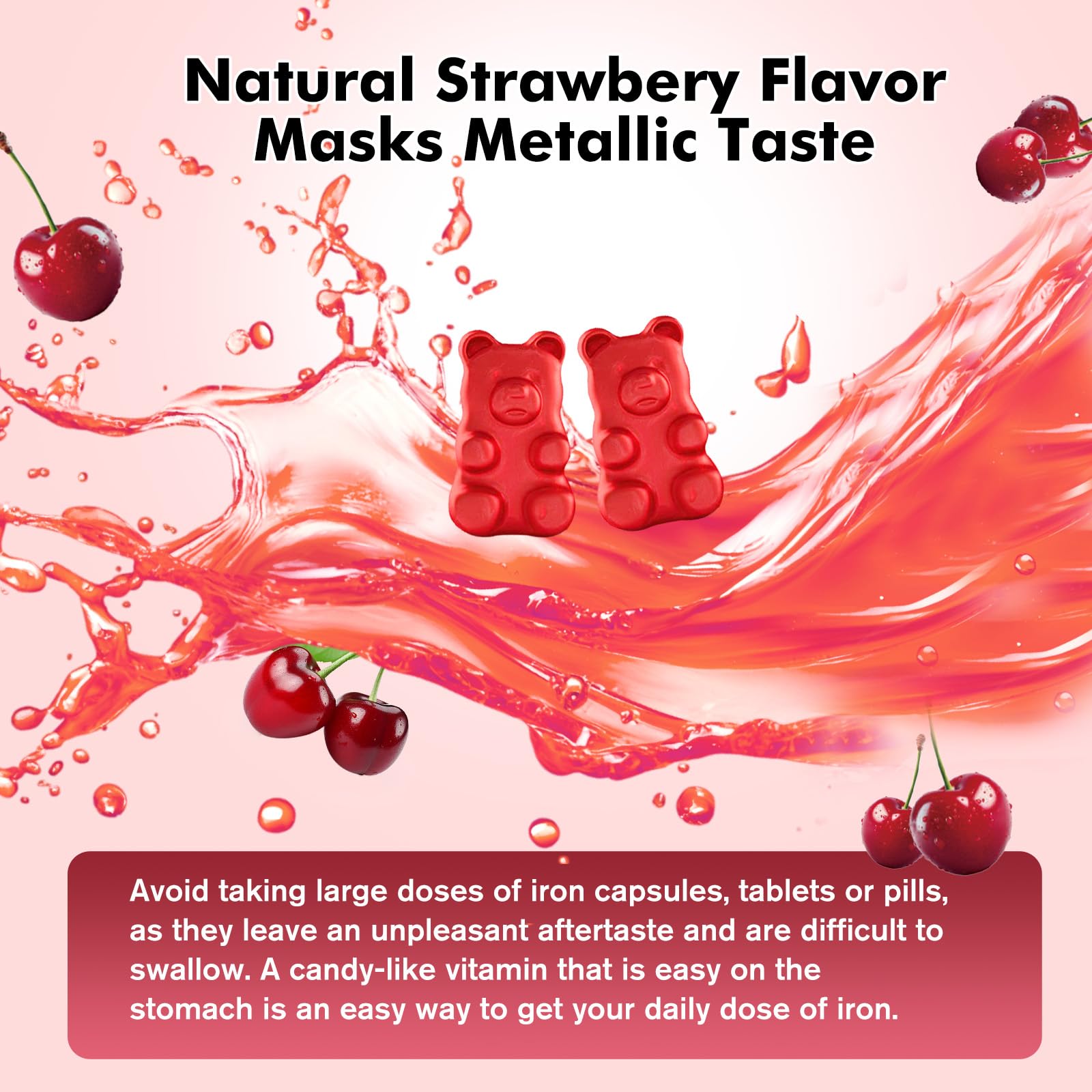 On-the-go portable bottle of Iron Gummies for travel and kids