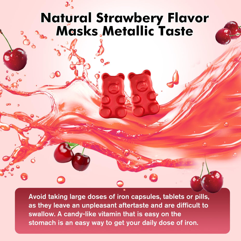 On-the-go portable bottle of Iron Gummies for travel and kids
