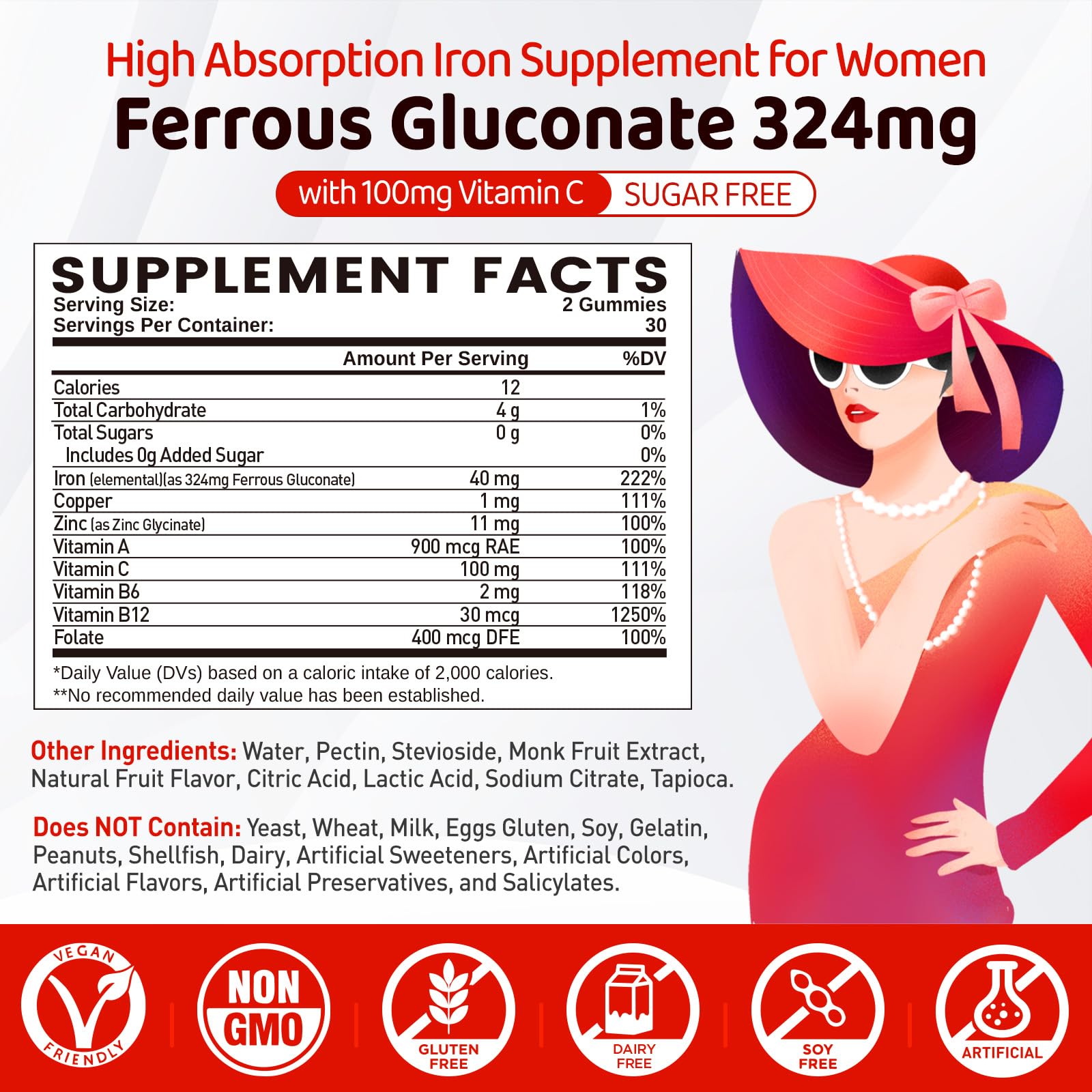 Vegan and Organic Iron Supplement label