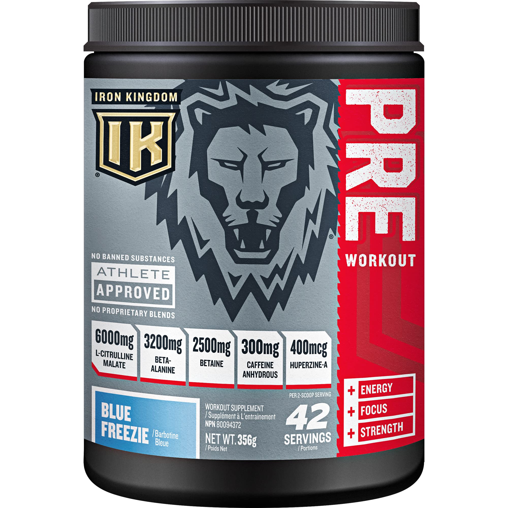 Iron Kingdom Pre Workout Powder bottle front view