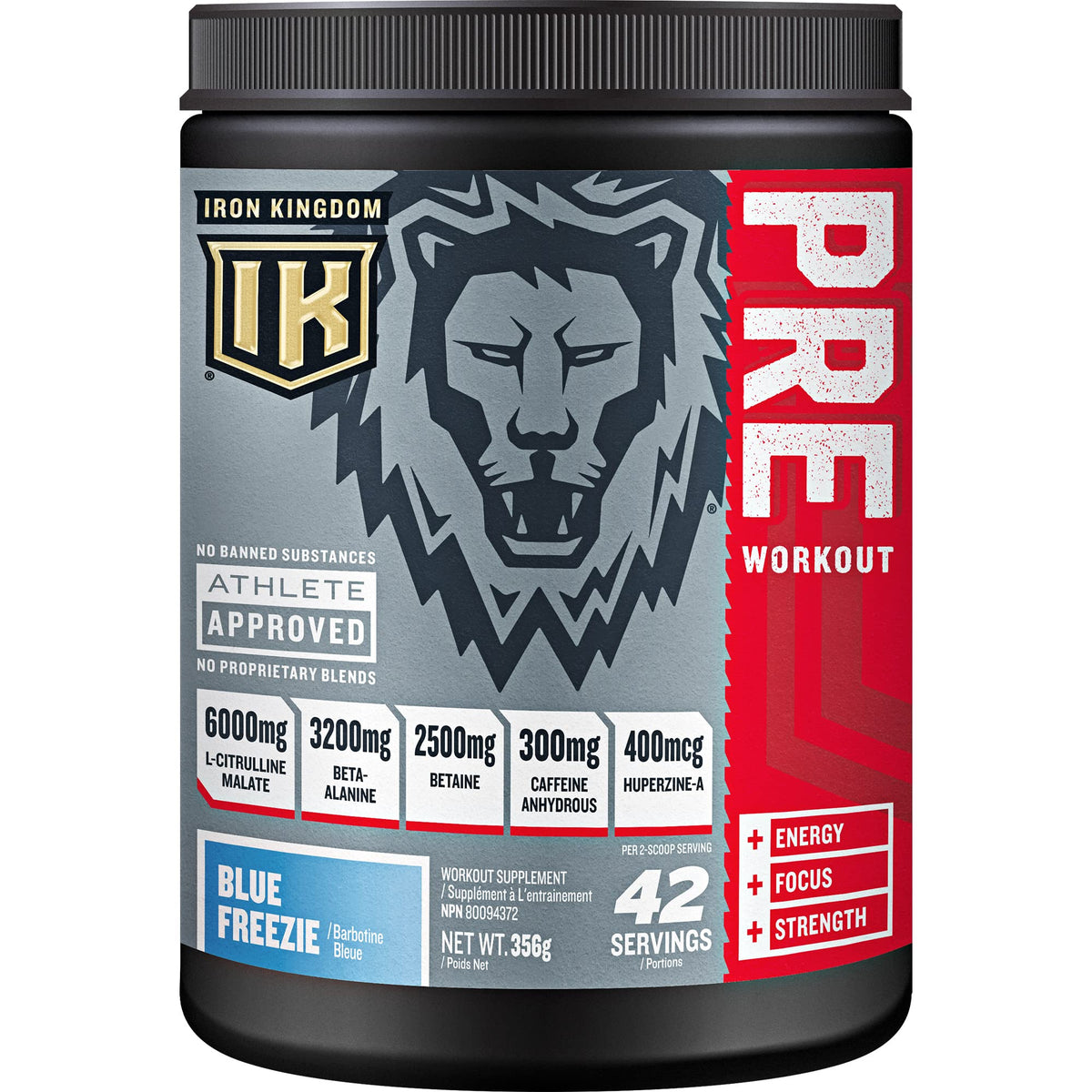 Iron Kingdom Pre Workout Powder bottle front view