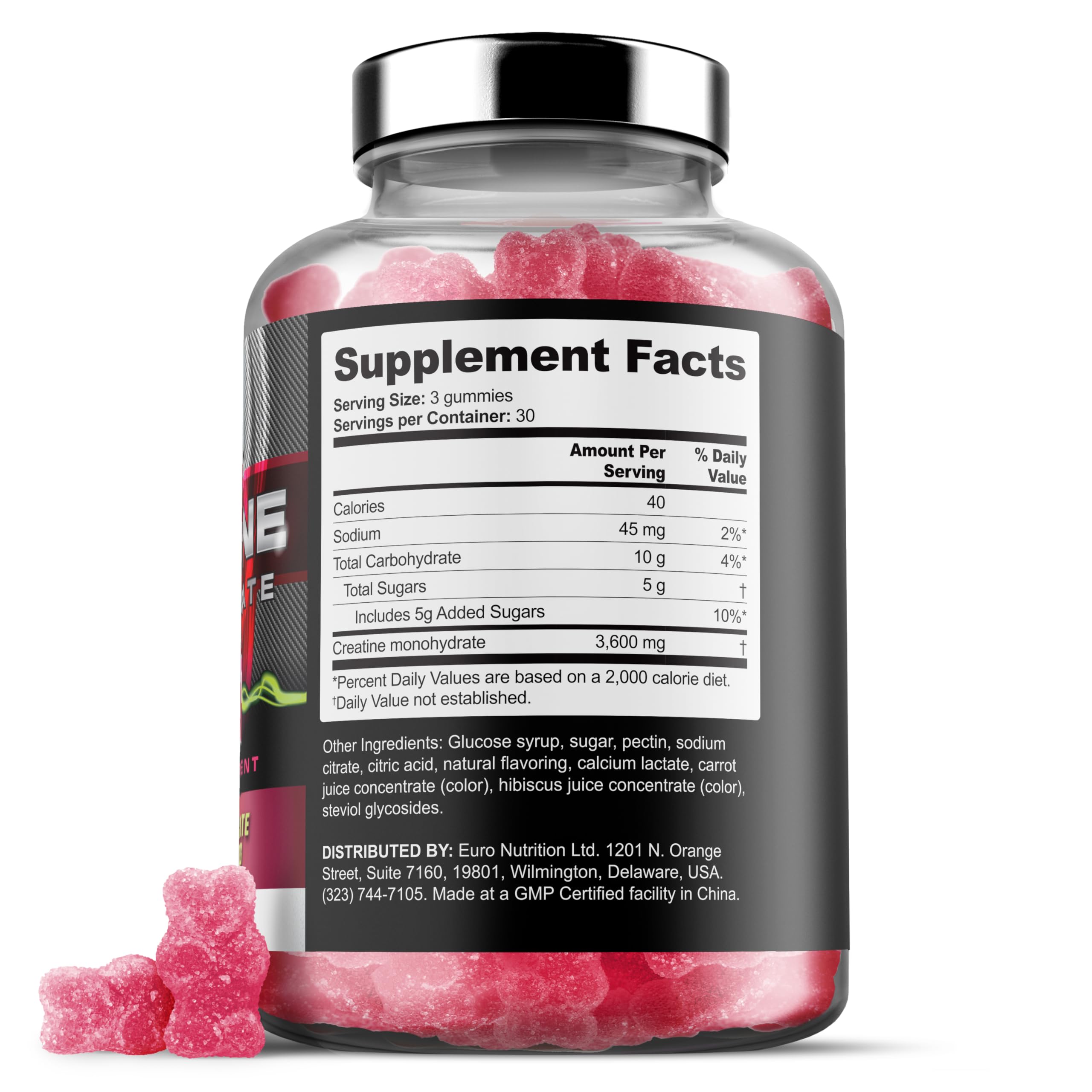 Serving size graphic illustrating 3 gummies per serving