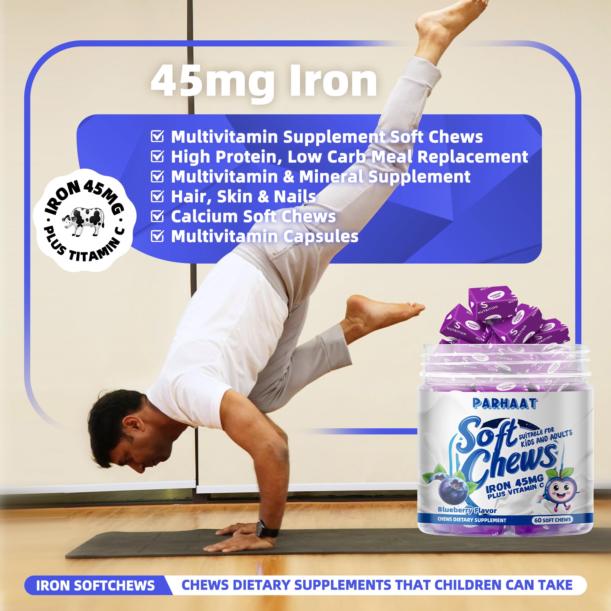 Gluten-free iron supplement chews for vitality