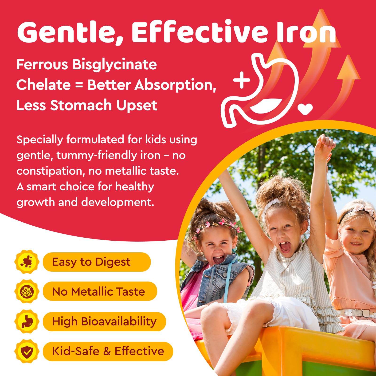 Box and bottle of Iron Supplement Gummies for Kids