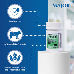 Iron supplement labeled vegan, gluten-free, preservative-free