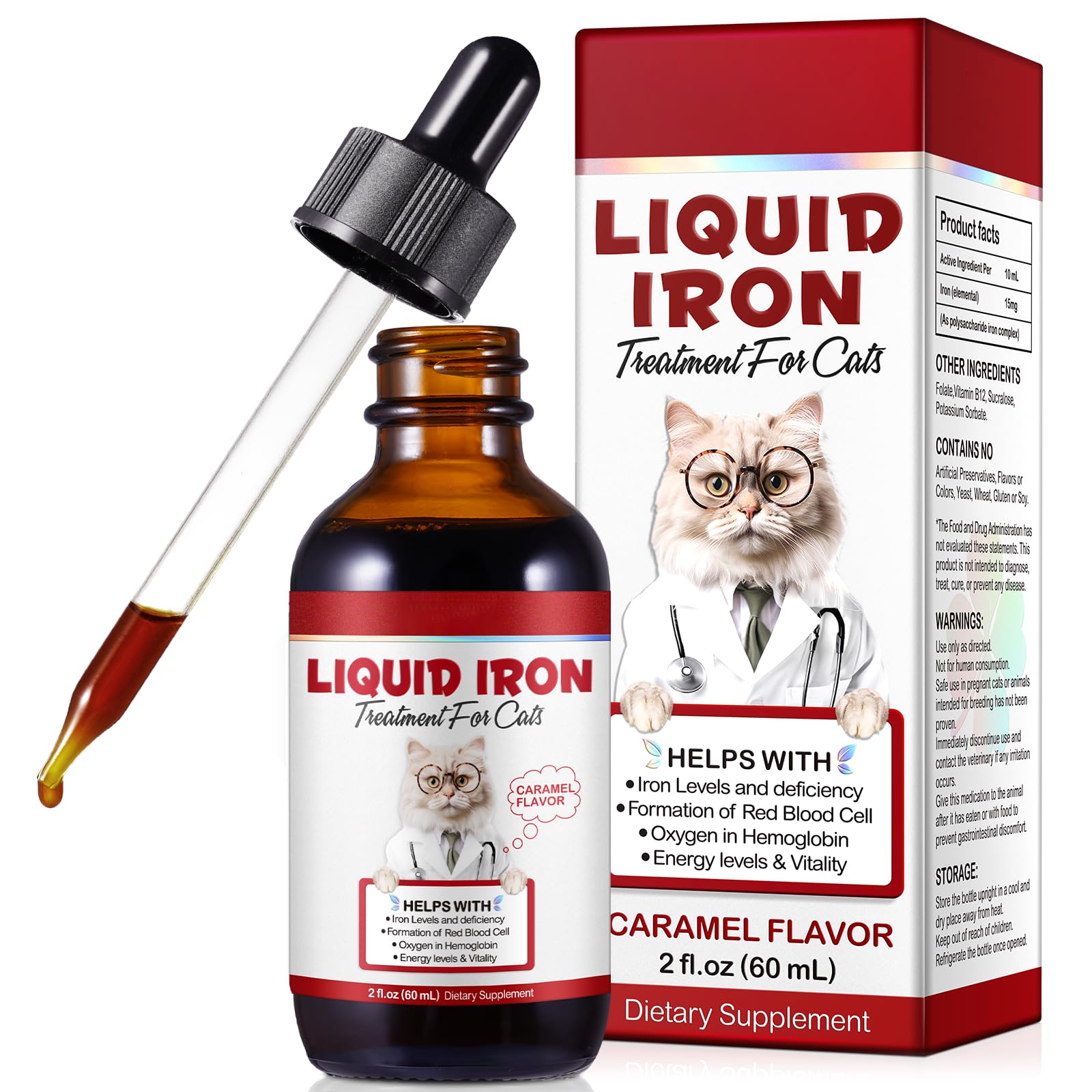 60ml bottle of iron supplement for cats