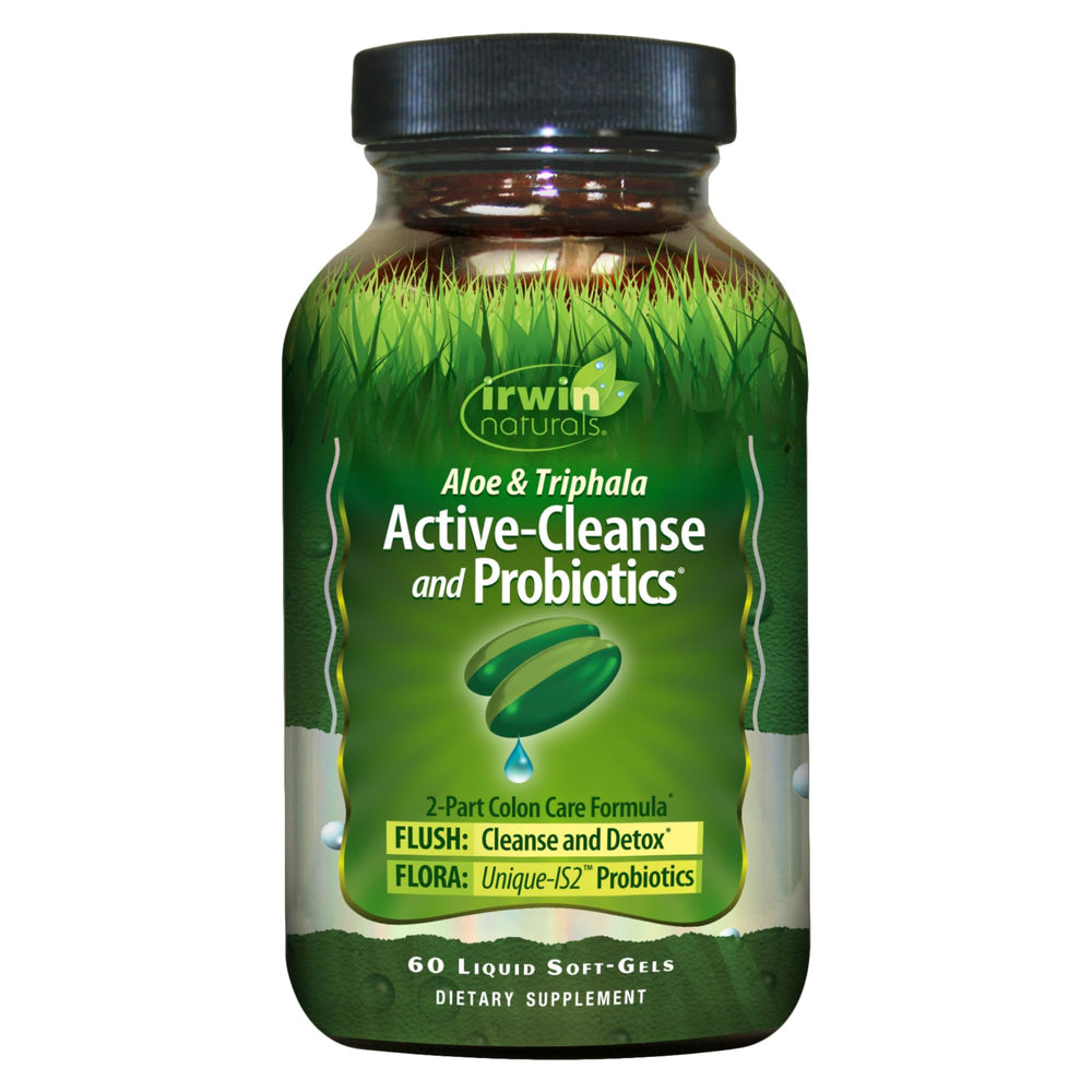 Irwin Naturals Aloe & Triphala Active Cleanse + Probiotics 60 liquid softgels bottle front view