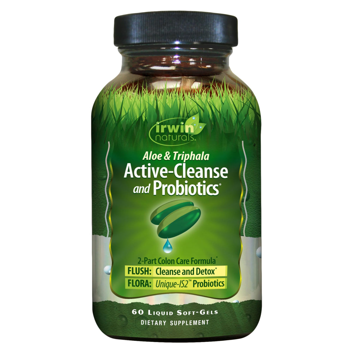 Irwin Naturals Aloe & Triphala Active Cleanse + Probiotics 60 liquid softgels bottle front view